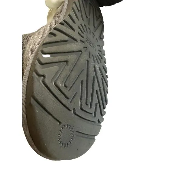 UGG Cardy Knit Boots Womens Size 9 Grey Knee-High Logo Button Accents