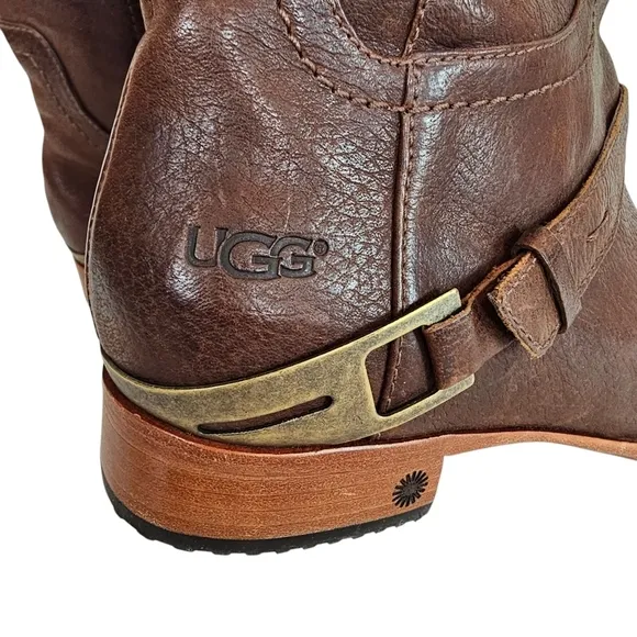 UGG Channing Leather Equestrian Knee High Riding Boots