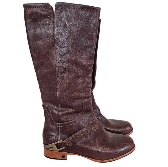 UGG Channing Leather Equestrian Knee High Riding Boots
