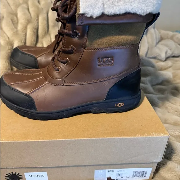 UGG Chocolate and Ebony Lace-Up Boots