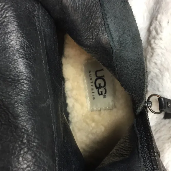 UGG Connor genuine sheepskin insole leather winter Moto bo…