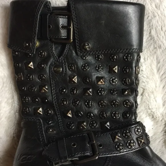 UGG Connor genuine sheepskin insole leather winter Moto bo…
