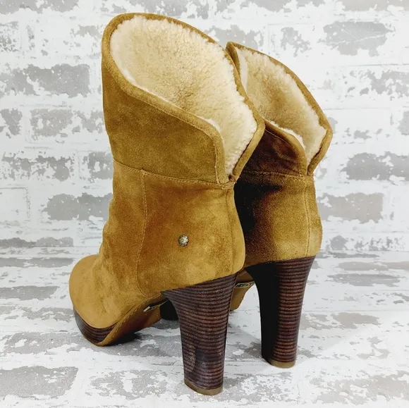 Ugg Dandelion Chestnut Brown Suede Winter Ankle Boots V406