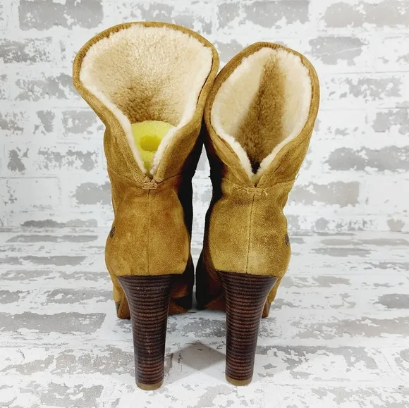 Ugg Dandelion Chestnut Brown Suede Winter Ankle Boots V406