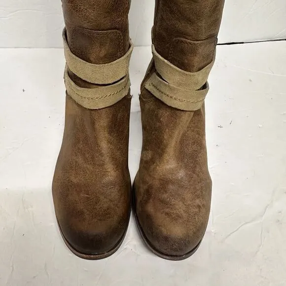UGG‎ Darcie Distressed Leather Riding Boots Knee High Brown Size 7.5 Equestrian