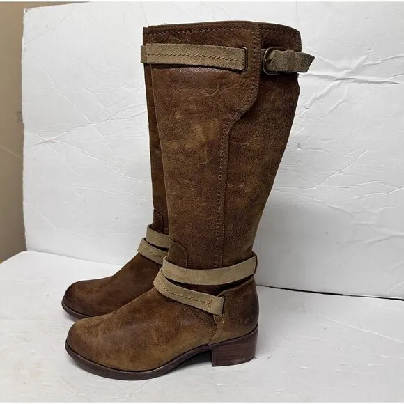 UGG‎ Darcie Distressed Leather Riding Boots Knee High Brown Size 7.5 Equestrian