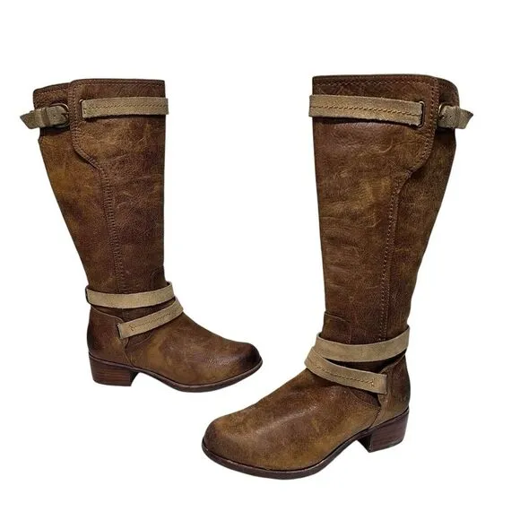 UGG‎ Darcie Distressed Leather Riding Boots Knee High Brown Size 7.5 Equestrian