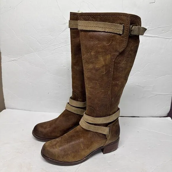 UGG‎ Darcie Distressed Leather Riding Boots Knee High Brown Size 7.5 Equestrian
