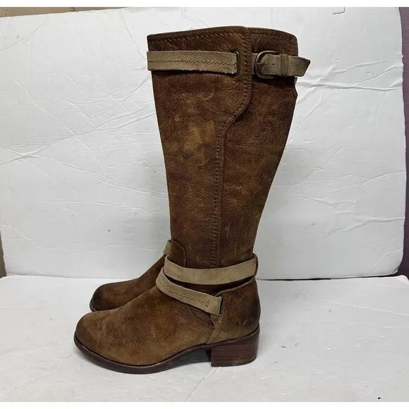 UGG‎ Darcie Distressed Leather Riding Boots Knee High Brown Size 7.5 Equestrian