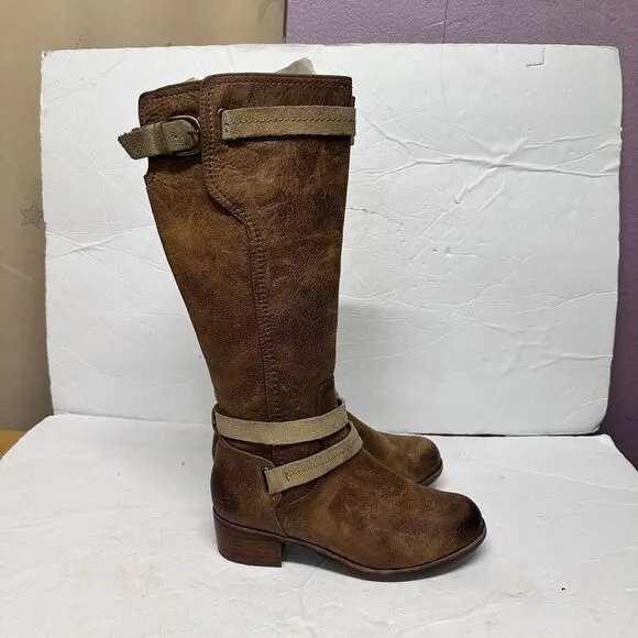 UGG‎ Darcie Distressed Leather Riding Boots Knee High Brown Size 7.5 Equestrian