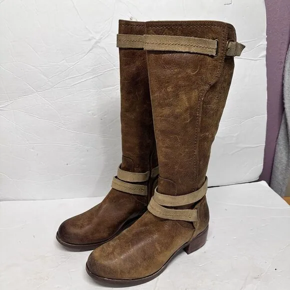 UGG‎ Darcie Distressed Leather Riding Boots Knee High Brown Size 7.5 Equestrian