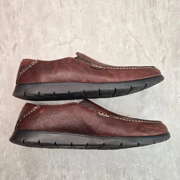 UGG Fur Lined Slipper Moc Loafers Mens Sz 11 Brown Leather Preppy Slip On Shoes