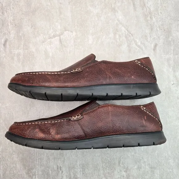 UGG Fur Lined Slipper Moc Loafers Mens Sz 11 Brown Leather Preppy Slip On Shoes