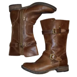 UGG Gillespie Moto Leather Combat Boots Brown Boots Distressed Leather Size 6