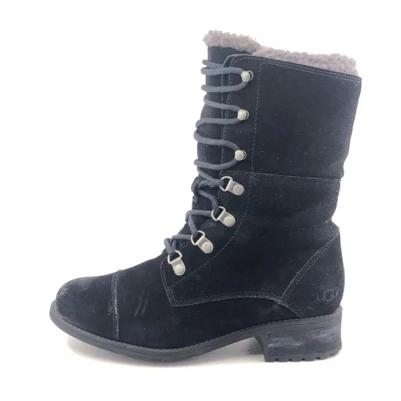 UGG Gradin Black Suede Winter Boots 7