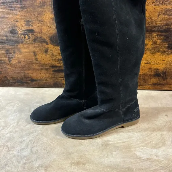 UGG Loma over the knee suede black boots womens 6.5 riding classic UGG shoes