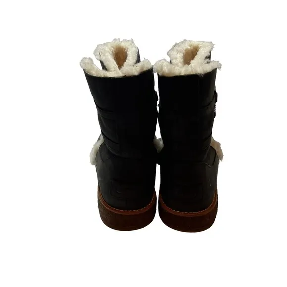 UGG Luisa 1012545 Uggpure Water Resistant Leather Sheepskin Black Boots Size 7