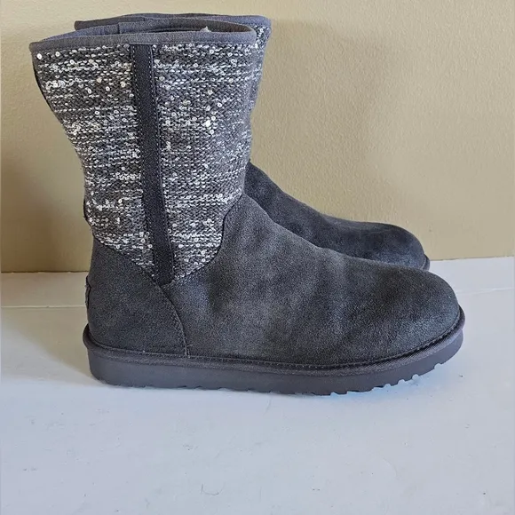UGG Lyla Gray Boots Wool Shearling Winter Boots Size 11 NWB