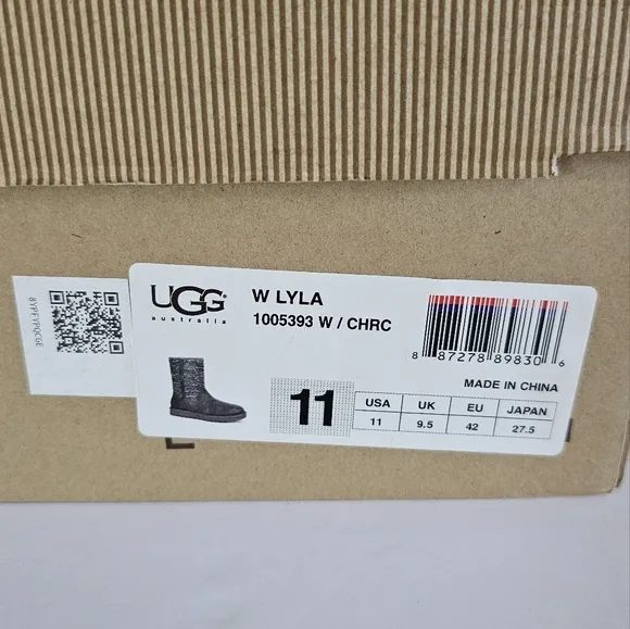UGG Lyla Gray Boots Wool Shearling Winter Boots Size 11 NWB