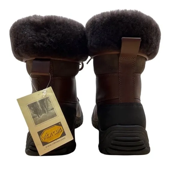UGG Men’s Brown Waterproof Leather W/ Sheepskin Collar Winter Boots Size 11-New