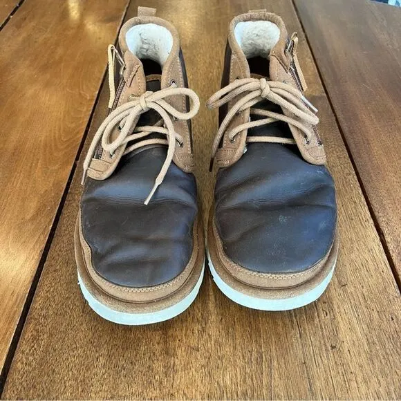 UGG Mens Neumel Zip Brown Leather Lined Chukka Boots Mens 11 Classic Versatile