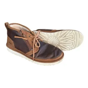 UGG Mens Neumel Zip Brown Leather Lined Chukka Boots Mens 11 Classic Versatile