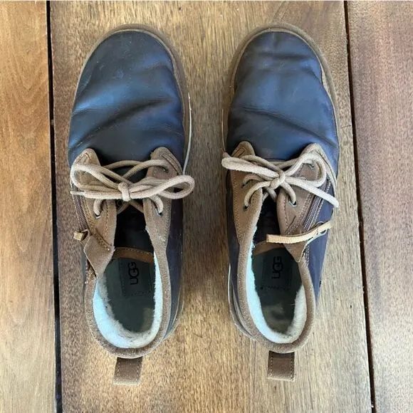 UGG Mens Neumel Zip Brown Leather Lined Chukka Boots Mens 11 Classic Versatile