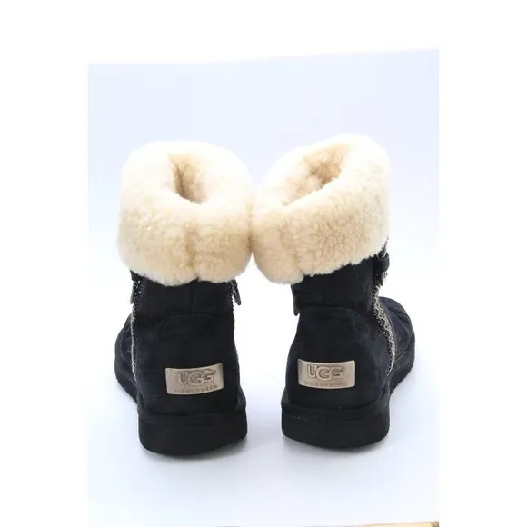 UGG Metro Tas Black suede Genuine Sheepskin Boots winter snow womens  7