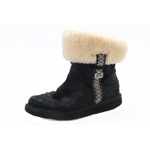 UGG Metro Tas Black suede Genuine Sheepskin Boots winter snow womens  7