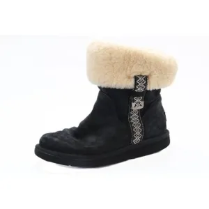 UGG Metro Tas Black suede Genuine Sheepskin Boots winter snow womens  7