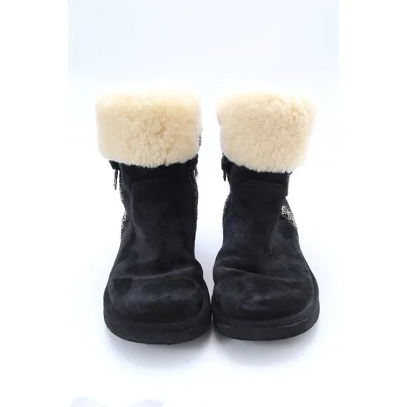 UGG Metro Tas Black suede Genuine Sheepskin Boots winter snow womens  7