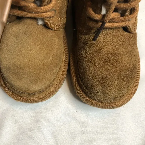 UGG Neumel kids chestnut suede fur lined winter boots