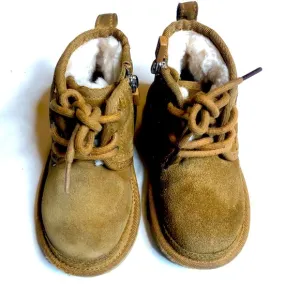 UGG Neumel kids chestnut suede fur lined winter boots