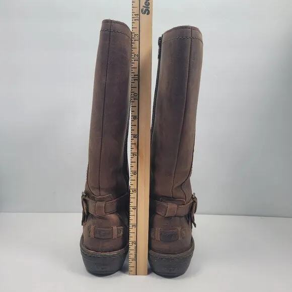 UGG Rosen Women's Brown Leather Riding Lined Winter Boots S/N1005450 US Size 6