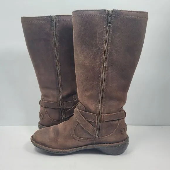 UGG Rosen Women's Brown Leather Riding Lined Winter Boots S/N1005450 US Size 6