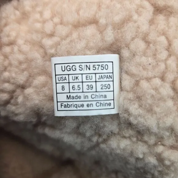 UGG Shearling Winter Wedge Boots Size 8 Black Suede Sheepkin Fur Lined Knee high