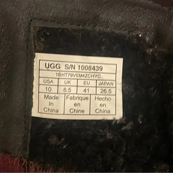 UGG Simmens Brushed Leather Lined Buckle Boots in Black Women's 10
