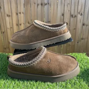 Ugg Slippers Brown Suede Tasman Braided Collar Youth size 6