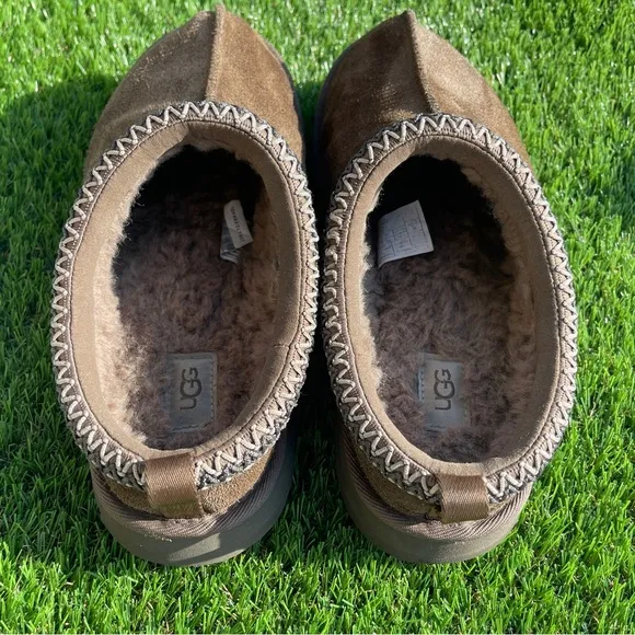 Ugg Slippers Brown Suede Tasman Braided Collar Youth size 6