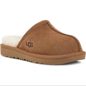 UGG Suede Leather Keegan Slide Slipper Shoes Chestnut Big Kid 1M NWT AUTHENTIC