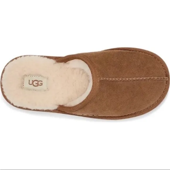 UGG Suede Leather Keegan Slide Slipper Shoes Chestnut Big Kid 1M NWT AUTHENTIC