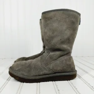 Ugg Suede Sheepskin Lining  Round Toe Back Zip Winter Boots H202