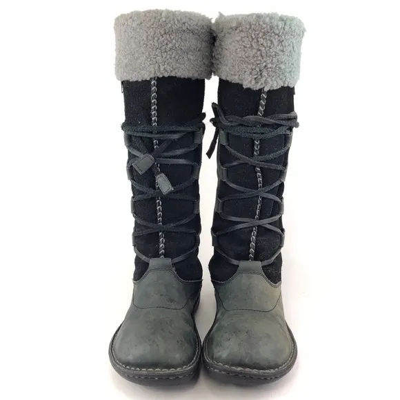 UGG Torrey Black Leather Tall Winter Boots 7