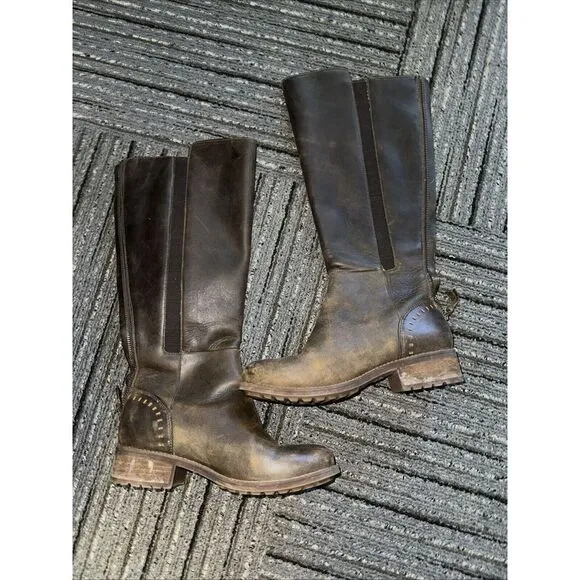 UGG Vinson Tall Women's Leather Boot Stout Color Back Zip Wool Insole Size 7