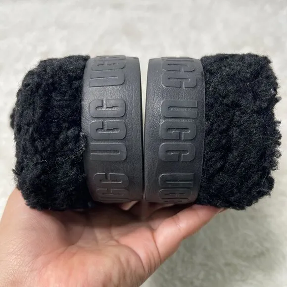 UGG Women's Black 1113475 Fluffita Slide Platform Slippers Shoes Size 11