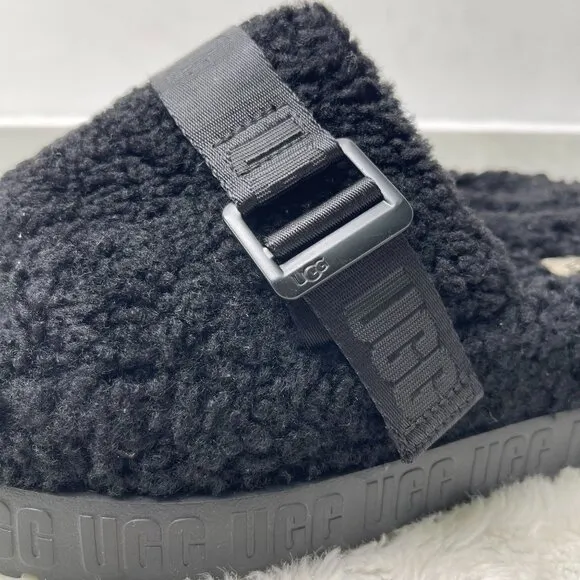 UGG Women's Black 1113475 Fluffita Slide Platform Slippers Shoes Size 11