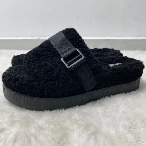 UGG Women's Black 1113475 Fluffita Slide Platform Slippers Shoes Size 11
