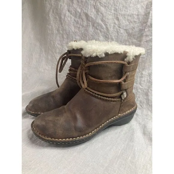 UGG WOMEN'S BROWN LEATHER LINED 1001815 CASPIA ANKLE BOOTS SIZE 5