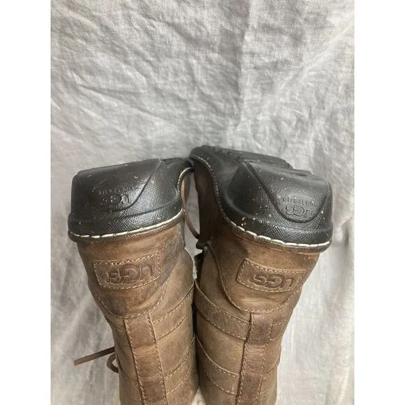 UGG WOMEN'S BROWN LEATHER LINED 1001815 CASPIA ANKLE BOOTS SIZE 5
