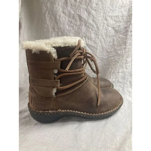 UGG WOMEN'S BROWN LEATHER LINED 1001815 CASPIA ANKLE BOOTS SIZE 5